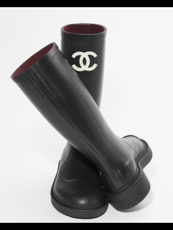 CHANEL Shoes - CHANEL Black Rain Boots with CC Logo
